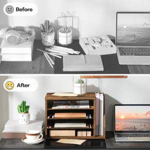 Armoire de rangement de bureau en bois brun personnalisée, 3 compartiments réglables pour bureaux, salles de bain, cuisines, salons - Moderne - Product Image 4