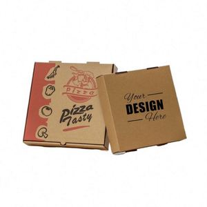 Custom Modern Kraft Corrugated Pizza <b>Boxes</b>-Portable Embroidered Printing All Sizes for Pizza <b>Cake</b> Cookies & Food Delivery - Product Image 1