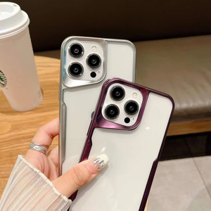 Fundas de teléfono móvil con diseño de hoja transparente Simple para Iphone 15 14 <span class=keywords><strong>Pro</strong></span> Max funda chapada a prueba de golpes para todos los modelos - Product Image 2