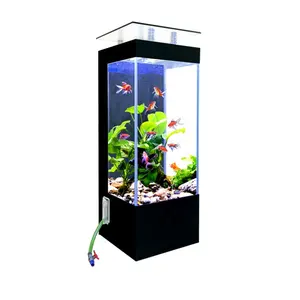 Home living room square floor goldfish tank against the wall without changing water white glass vertical new fish tank aquarium