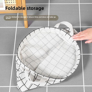 Panier à linge pliable grande capacité en coton et lin avec poignées, autoportant pour le rangement des vêtements - Product Image 3