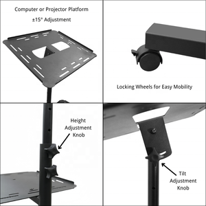 360 Degree Universal Stand-Up <strong>Computer</strong> <strong>Projector</strong> Floor Stand with Wheels Convenient Mobile <strong>Projector</strong> Mounts - Product Image 6