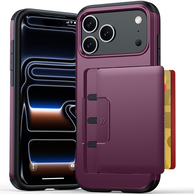 Shockproof Anti-slip Anti-Scratch Armor Hybrid TPU PC Card Slot Function Phone Case for iPhone 17 18 Pro 18 Pro Max