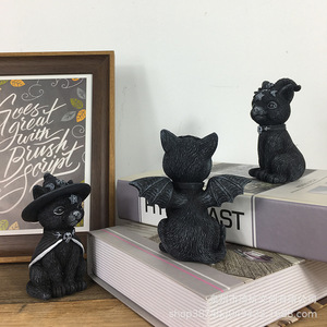 Décorations d'Halloween en forme de chat noir, en résines synthétiques, décoration intérieure pour chambre à coucher, salon, bureau, cadeau - Product Image 1