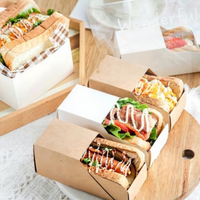 Boîte en carton écologique pour restauration rapide, plateau coulissant de qualité alimentaire pour crêpes, sandwichs, sushis, pâtisseries, biscuits, avec option de gaufrage personnalisé