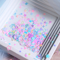 Paillettes pour ongles avec logo gratuit, 12 compartiments, motifs étoiles d'amour, paillettes mélangées, éclats brillants et scintillants effet écailles de poisson