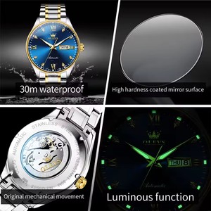   Reloj de Hombre 9955, Reloj Mecánico Automático de Lujo con Diamantes, Reloj Clásico Simple de Acero Inoxidable, Resistente al Agua, con Fecha y Día de la Semana - Product Image 5
