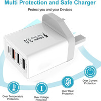 Chargeur rapide USB-C 4-en-1 PD 20W QC3.0 avec protection OTP, prise EU/US/UK/AU pour téléphones mobiles et écouteurs