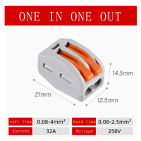Connecteur de bornier électrique en nylon PA66, 2 voies, levier poussoir, contact en cuivre suspendu librement 2,5 mm, 400 V 32 A, adaptateur pour lampe LED