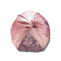 Kualitas Tinggi Kustom 100% Topi Sutra Murbei dan Tepi Membungkus Lembut Nightcap Sutra Rambut Bonnet dengan Kotak Hadiah