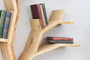 Étagère à livres rustique en bois massif pour décoration intérieure - Product Image 4