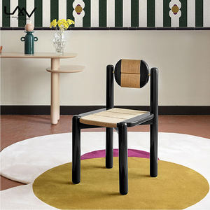 Chaise de salle à manger de luxe en bois style designer hôtel restaurant villa salon tissage corde accent chaise verte meubles - Product Image 2