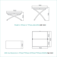 Table basse convertible, pliable et en haut et en bas, double taille, convertible