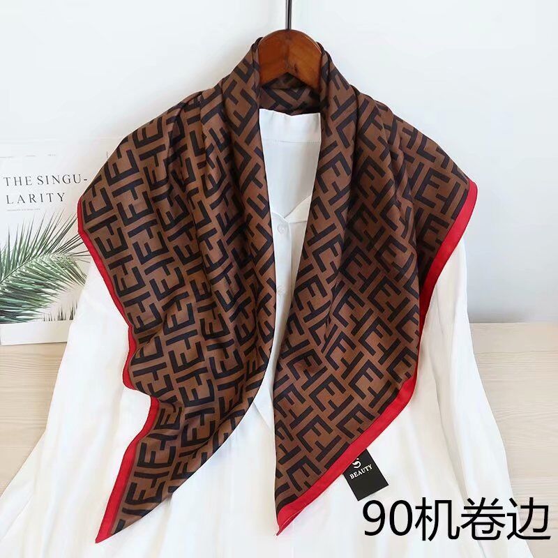 90*90 kerchief abstract European American high quality luxury soft custom square scarfs silk scarf for women