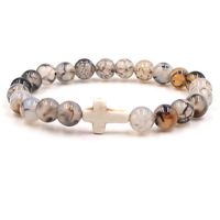 Buitenlandse handel best verkochte zwarte drakenaderstenen kruis elastische kralenarmband kralenarmband cadeau unisex