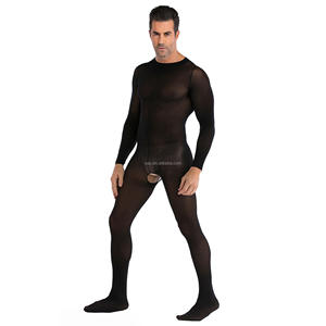 A-032 all'ingrosso Plus Size maschio Sexy Unsex Hot Nude trasparente stretto piede corpo calza Crotchless Bodystocking per gli uomini - Product Image 3