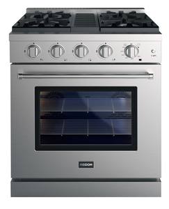 Estufa de Cocina Independiente de Acero Inoxidable con Horno de Convección de 4.63 Pies Cúbicos y 4 Quemadores de Doble Combustible de 30 Pulgadas - Product Image 1