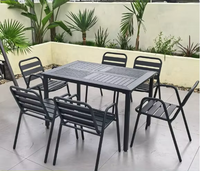Ensemble de mobilier de salle à manger d'extérieur moderne et durable en acier au carbone et alliage d'aluminium, table et chaises imperméables pour cour, terrasse, parc