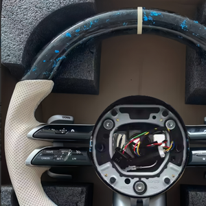 Volant en fibre de carbone forgé bleu de haute qualité pour <span class=keywords><strong>Mercedes</strong></span>-Benz W205 Classe C, W213 Classe E, X253 <span class=keywords><strong>GLC</strong></span>, W177 Classe A, C257 - Product Image 2