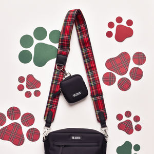 Chaleco de tartán rojo de diseño personalizado para cachorros, sin arnés para tirar, accesorios para perros con logotipo personalizado, correa para Collar de mascota con soporte para bolsa de caca - Product Image 3