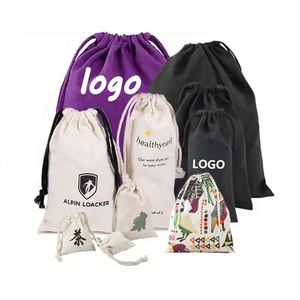 Bolsa de Compras Personalizada Ecológica de Muselina Orgánica, Bolsa Pequeña de Tela de Calicó Blanca con Cordón, Logotipo Impreso - Product Image 1
