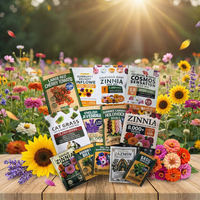 Paket Penyemaian Empat Musim Siap Kirim Hollyhock Lavender Zinnia Sunflower Cosmos