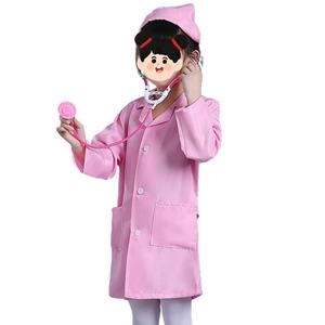 लड़कियों के स्कूल करियर दिवस अस्पताल के लिए थोक गुलाबी नर्स वर्दी लैब कोट - Product Image 2