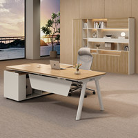 Ensemble bureau et chaise de direction moderne LBZ-118X avec sous-meuble, construction métallique, design à bords incurvés