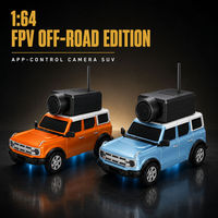 Voiture RC avec éclairage et caméra 1:64 FPV 2.4GHz, véhicule télécommandé avec indicateur de charge et lumière d'ambiance pour enfants