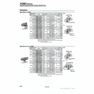 นิวเมติก SMC นิวเมติกฟิตติ้งโลหะแบบสัมผัสเดียว KQB2T08-02S ชิ้นส่วนนิวเมติก - Product Image 1