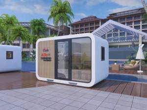 Maison mobile préfabriquée biodégradable, négative en carbone, avec toilettes compostantes et système de récupération <span class=keywords><strong>des</strong></span> eaux de pluie étanche pour mini-espaces - Product Image 2
