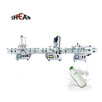 Machine de remplissage et d'étiquetage automatique 3-en-1, petite bouteille d'eau en plastique, lait, jus, huile d'olive, liquide