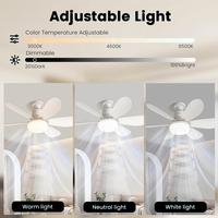 Petit ventilateur de plafond avec lumière, ventilateur et lumière combinés à intensité variable, ventilateurs de plafond avec ampoules et télécommande sans fil