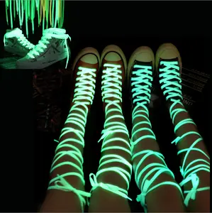 sports round high bright glow in the dark shoelaces two-tone flat colored luminous fluorescent shoestring athletic shoe laces