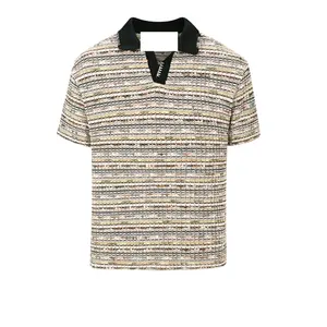 2023 spring summer new fashion custom logo all-match casual jacquard knitwear polo knitted short-sleeved T-shirt for men