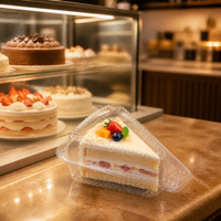 Boîte triangulaire transparente en PET pour tranches de gâteau avec couvercle à charnière, conteneur jetable pour fruits et pâtisseries, qualité alimentaire, vente en gros, personnalisable, pour la vente au détail