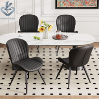 Chaise de salle à manger nordique moderne, siège ergonomique rembourré en tissu, pieds en métal, chaise d'appoint pour la maison et les restaurants