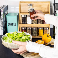 Étagère à épices en bois pour table de cuisine, boîte de rangement multicouche en bambou