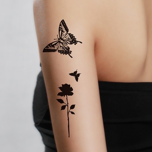 สติกเกอร์รอย<span class=keywords><strong>สัก</strong></span>ชั่วคราว<span class=keywords><strong>สี</strong></span>ดำสดใสขนาดเล็กลายสักชั่วคราวสำหรับใบหน้ารูปผีเสื้อกันน้ำดูหรูหรา - Product Image 1