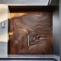 Luxury Modern 3D Carved Timber Wooden Solid Wood Exterior House Front Main Door Postmodern Design