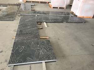 سطح مطبخ مخصص على شكل حرف L من الجرانيت الأسود النهري بسمك 3 سم مع فتحات UMS - Product Image 1