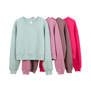 <span class=keywords><strong>Felpa</strong></span> Crop da Yoga per <span class=keywords><strong>Donna</strong></span> in Cotone XXL con Collo Tondo, Maniche Regolari, Vestibilità Ampia, Abbigliamento Sportivo con Logo Personalizzato - Product Image 1