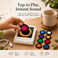 Lampe de nuit DIY OEM avec 9 disques vinyles remplaçables, haut-parleur audio, lecteur de musique rotatif en acrylique vierge, aimant de réfrigérateur NFC