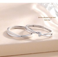 BASQUESUN Usine En Gros Personnalisé Cuivre Incrusté Zircon Ouïghour Cercle Couple À La Mode Entrelacement Ouvert Simple Anneau Jumelé