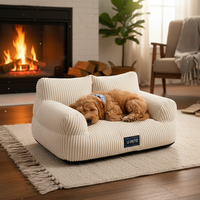 Lit pour animaux de compagnie en velours côtelé de qualité supérieure personnalisé avec rembourrage en coton PP et logo et emballage personnalisés