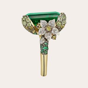 Anillo de Compromiso y Boda de Lujo para Mujer, Plata de Ley 925, Chapado en Oro Amarillo, Corte Esmeralda, Corte Cojín, Engaste de Puntas - Product Image 4