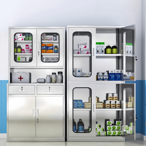 خزانة مستشفى قابلة للقفل من الفولاذ المقاوم للصدأ بتصميم عصري وصديق للبيئة لتخزين الأدوية والأدوات الطبية في العيادات - Product Image 2