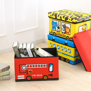 Organizador de Ropa Plegable Rectangular Multifuncional de Tela para Ropa de Bebé, Juguetes, Taburete para Cambiar Zapatos, Diseño de Dibujos Animados - Product Image 3