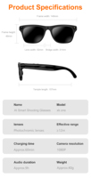 Lunettes Intelligentes XK One Pro AI avec Caméra 1MP, Bluetooth 5.4, Assistant Vocal, Traduction, Reconnaissance d'Objets, Batterie 260mAh, 37.5g, Étanchéité IP67, Tactiles