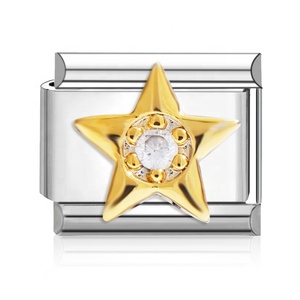 Populares Dijes Italianos a Granel de Acero Inoxidable que no se Deslustran, Chapados en Oro de 18K con Estrella de Diamantes, para Pulsera de Dijes Italianos - Product Image 2